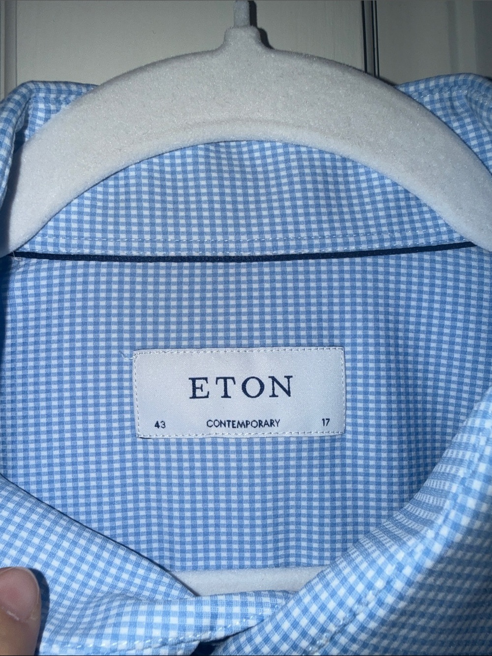 Eton Light Blue Men's Dress Shirt 43/17 stretchy - Picture 3 of 3